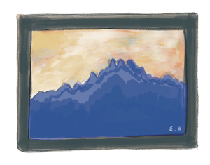 Framed mountains illustrations